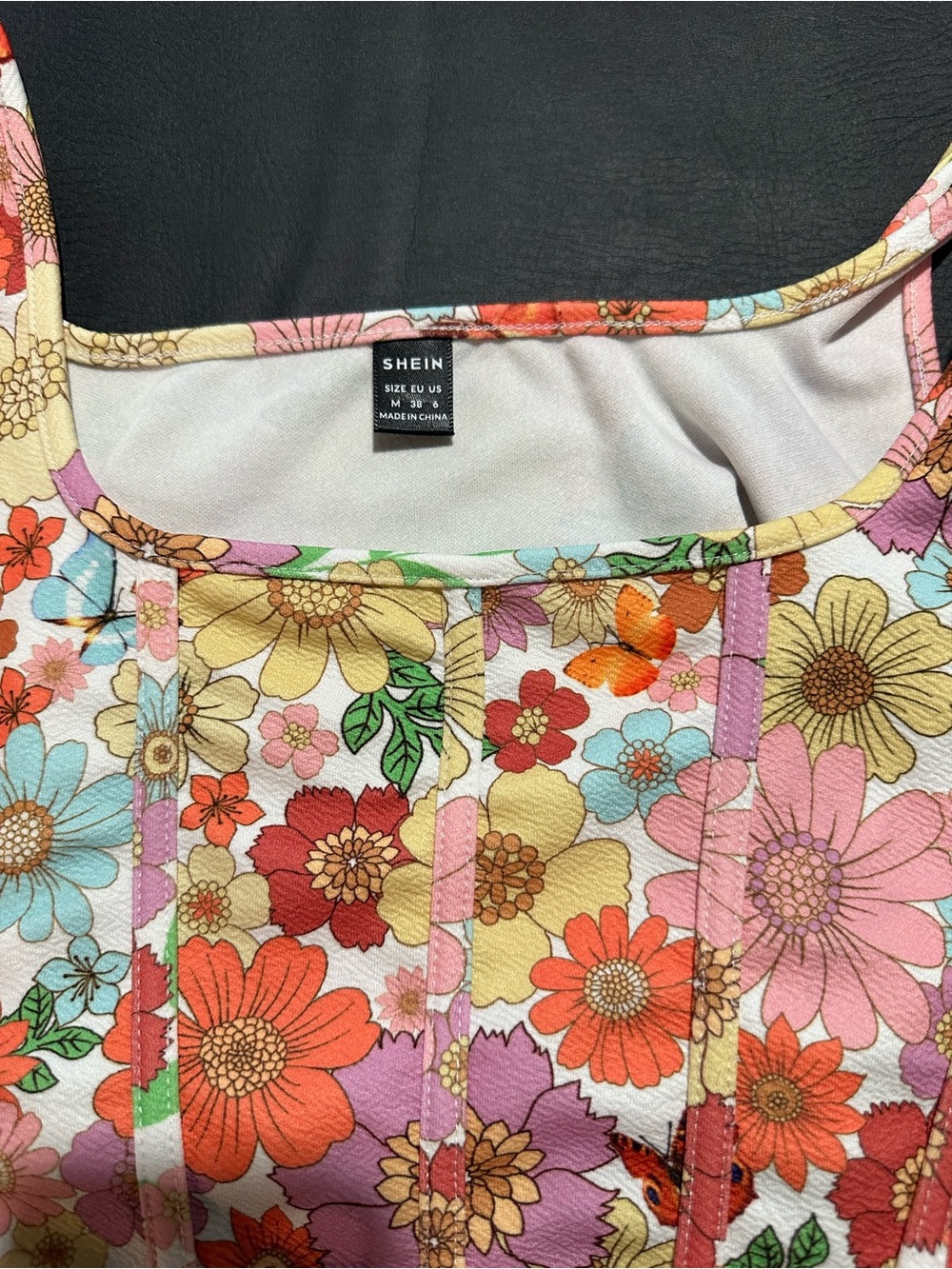 SHEIN Multicolor Floral Square-Neck Tank Top